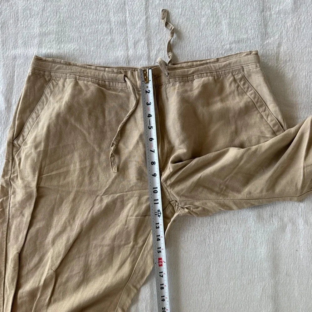 Cubavera Linen Blend‎ Drawstring Pants Relaxed Beige Men Size XL Tall Coastal